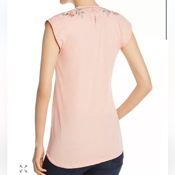 Johnny Was Calida Coral Embroidered Cap Sleeve Top - Picture 7 of 8